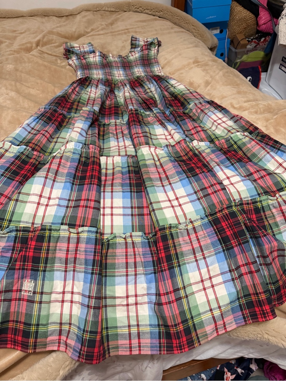 Hill House The Ellie Nap Dress Multicolor Plaid Tiered Summer Dress Women’s Sml - Picture 2 of 5